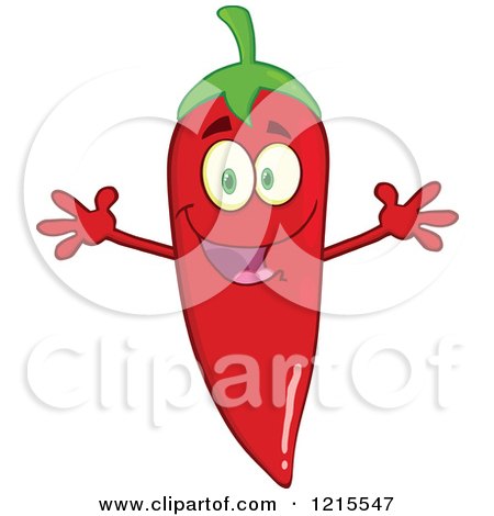 Clipart of a Happy Red Hot Chili Pepper Character - Royalty Free Vector Illustration by Hit Toon