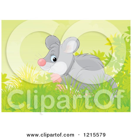 Clipart of a Cute Happy Mouse in Nature - Royalty Free Illustration by Alex Bannykh