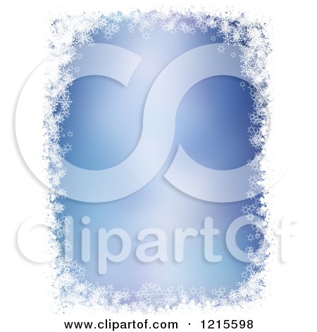Clipart of a White Snowflake and Star Border Framing Blue Copyspace - Royalty Free Vector Illustration by KJ Pargeter