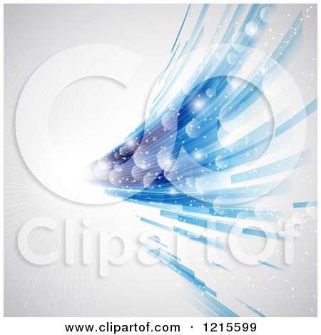 Clipart of a Blue Abstract Swoosh with Flares and Light - Royalty Free Vector Illustration by KJ Pargeter