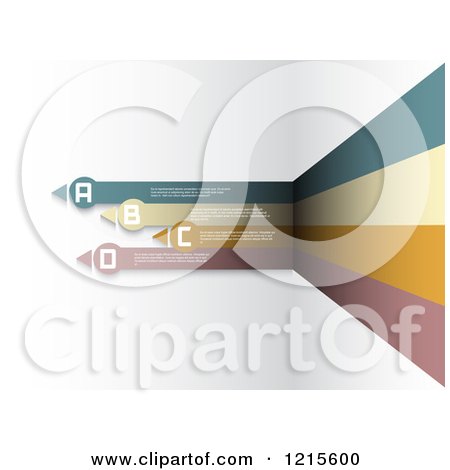 Clipart of a Corner Curve of Stripes and Infographic Arrows - Royalty Free Vector Illustration by KJ Pargeter
