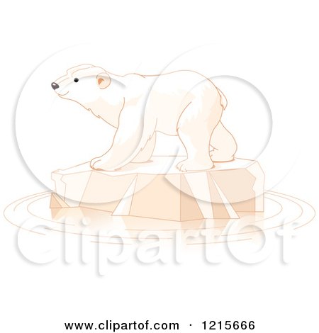 Clipart of a Cute Polar Bear on Floating Ice - Royalty Free Vector Illustration by Pushkin