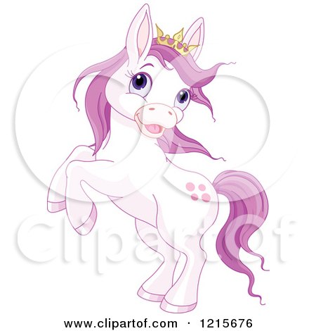Clipart of a Cute Purple Princess Pony Rearing - Royalty Free Vector Illustration by Pushkin