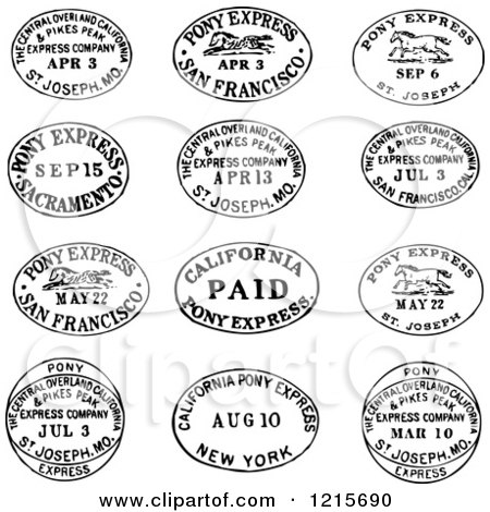 Clipart of Black and White Date and Location Postmarks - Royalty Free Vector Illustration by BestVector