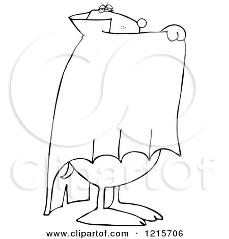 Clipart of an Outlined Halloween Dog Hiding Behind a Cape in a Vampire Dracula Costume - Royalty Free Vector Illustration by djart