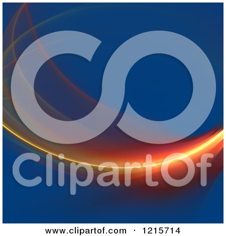 Clipart of a Glowing Red and Orange Fractal Swoosh over Blue - Royalty Free Illustration by Arena Creative