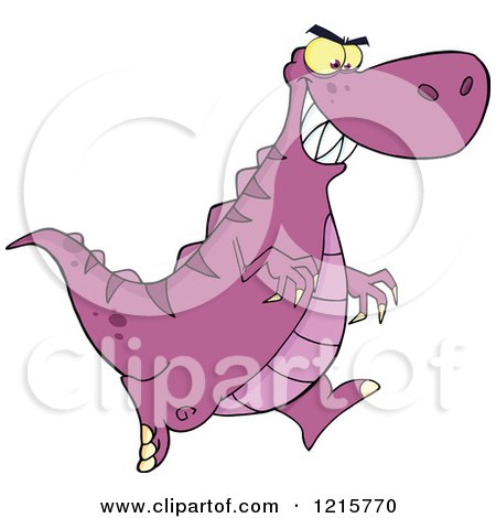 Clipart of a Running Purple Dinosaur - Royalty Free Vector Illustration by Hit Toon