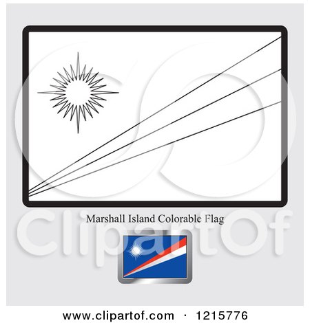 Clipart of a Coloring Page and Sample for a Marshall Island Flag - Royalty Free Vector Illustration by Lal Perera