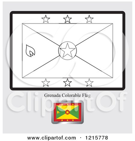 Clipart of a Coloring Page and Sample for a Grenada Flag - Royalty Free Vector Illustration by Lal Perera
