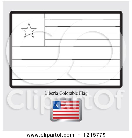 Clipart of a Coloring Page and Sample for a Liberia Flag - Royalty Free Vector Illustration by Lal Perera