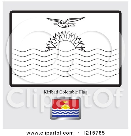 Clipart of a Coloring Page and Sample for a Kiribati Flag - Royalty Free Vector Illustration by Lal Perera