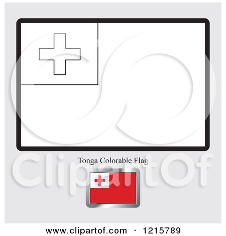 Clipart of a Coloring Page and Sample for a Tonga Flag - Royalty Free Vector Illustration by Lal Perera