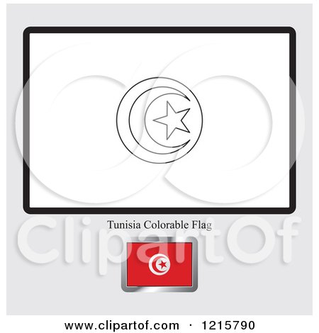 Clipart of a Coloring Page and Sample for a Tunisia Flag - Royalty Free Vector Illustration by Lal Perera