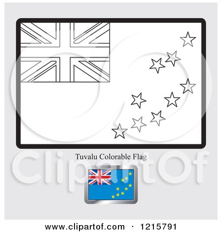 Clipart of a Coloring Page and Sample for a Tuvalu Flag - Royalty Free Vector Illustration by Lal Perera