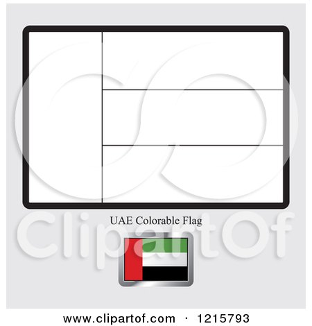 Clipart of a Coloring Page and Sample for a UAE Flag - Royalty Free Vector Illustration by Lal Perera