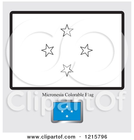 Clipart of a Coloring Page and Sample for a Micronesia Flag - Royalty Free Vector Illustration by Lal Perera