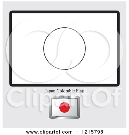 Clipart of a Coloring Page and Sample for a Japan Flag - Royalty Free Vector Illustration by Lal Perera