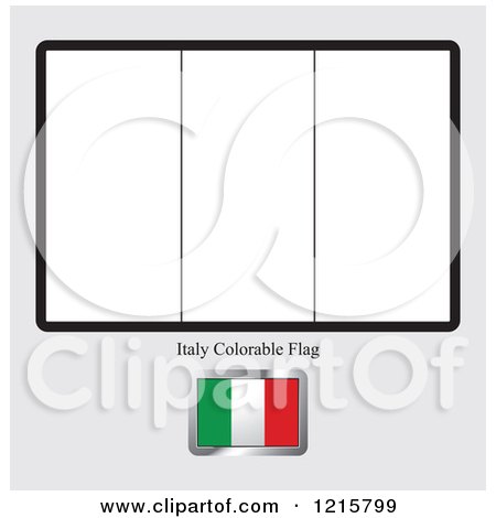 Clipart of a Coloring Page and Sample for an Italy Flag - Royalty Free Vector Illustration by Lal Perera