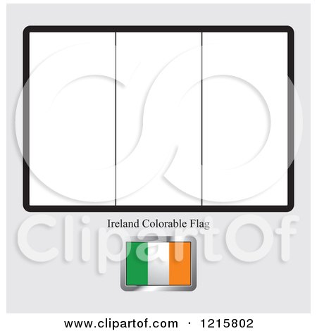 Clipart of a Coloring Page and Sample for an Ireland Flag - Royalty Free Vector Illustration by Lal Perera