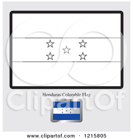 Clipart of a Coloring Page and Sample for a Honduras Flag - Royalty Free Vector Illustration by Lal Perera