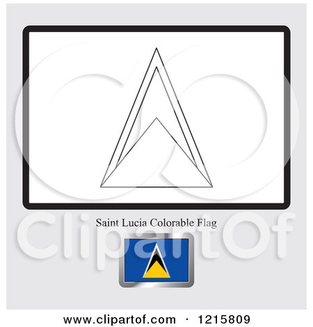 Clipart of a Coloring Page and Sample for a Saint Lucia Flag - Royalty Free Vector Illustration by Lal Perera