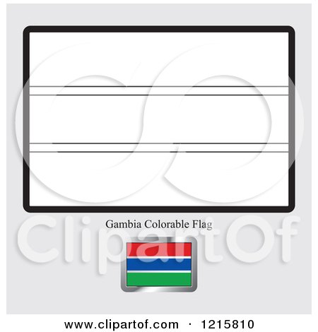 Clipart of a Coloring Page and Sample for a Gambia Flag - Royalty Free Vector Illustration by Lal Perera