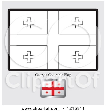 Clipart of a Coloring Page and Sample for a Georgia Flag - Royalty Free Vector Illustration by Lal Perera