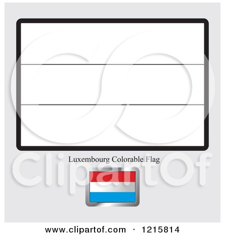 Clipart of a Coloring Page and Sample for a Luxembourg Flag - Royalty Free Vector Illustration by Lal Perera