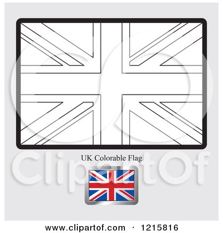 Clipart of a Coloring Page and Sample for a UK Flag - Royalty Free Vector Illustration by Lal Perera