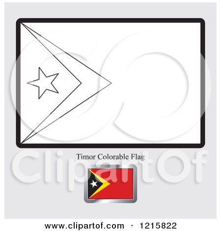 Clipart of a Coloring Page and Sample for an East Timor Flag - Royalty Free Vector Illustration by Lal Perera