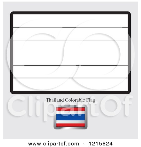 Clipart of a Coloring Page and Sample for a Thailand Flag - Royalty Free Vector Illustration by Lal Perera