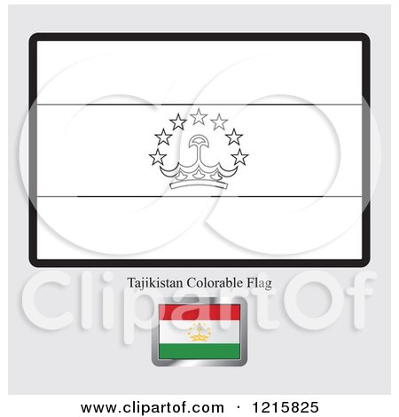 Clipart of a Coloring Page and Sample for a Tajikistan Flag - Royalty Free Vector Illustration by Lal Perera