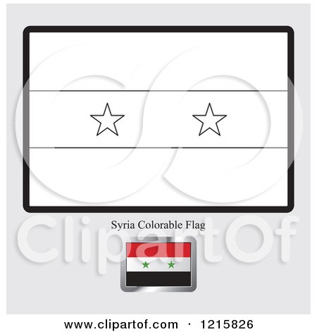 Clipart of a Coloring Page and Sample for a Syria Flag - Royalty Free Vector Illustration by Lal Perera