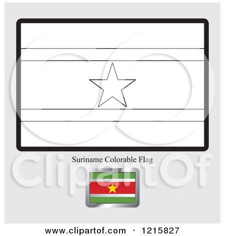 Clipart of a Coloring Page and Sample for a Suriname Flag - Royalty Free Vector Illustration by Lal Perera
