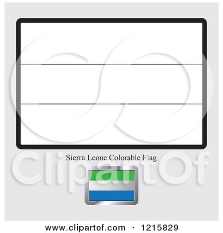 Clipart of a Coloring Page and Sample for a Sierra Leone Flag - Royalty Free Vector Illustration by Lal Perera