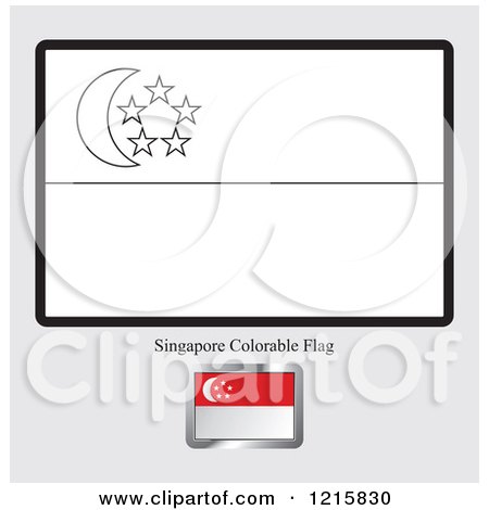 Clipart of a Coloring Page and Sample for a Singapore Flag - Royalty Free Vector Illustration by Lal Perera