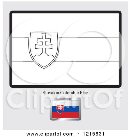 Clipart of a Coloring Page and Sample for a Slovakia Flag - Royalty Free Vector Illustration by Lal Perera