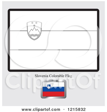 Clipart of a Coloring Page and Sample for a Slovenia Flag - Royalty Free Vector Illustration by Lal Perera