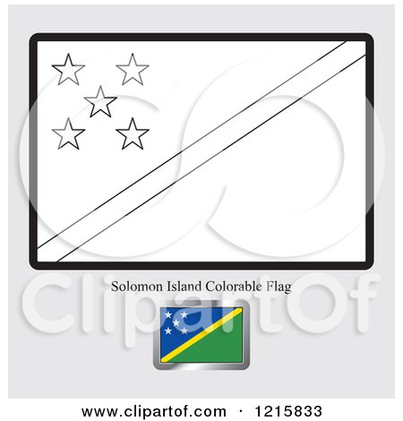 Clipart of a Coloring Page and Sample for a Solomon Island Flag - Royalty Free Vector Illustration by Lal Perera