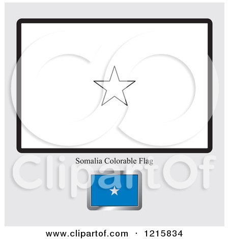 Clipart of a Coloring Page and Sample for a Somalia Flag - Royalty Free Vector Illustration by Lal Perera