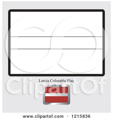 Clipart of a Coloring Page and Sample for a Latvia Flag - Royalty Free Vector Illustration by Lal Perera