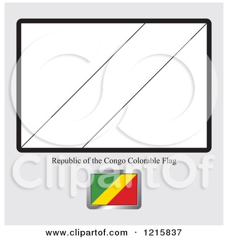 Clipart of a Coloring Page and Sample for a Republic of the Congo Flag - Royalty Free Vector Illustration by Lal Perera