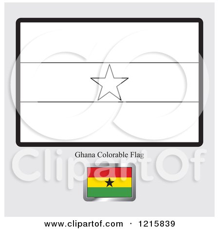 Clipart of a Coloring Page and Sample for a Ghana Flag - Royalty Free Vector Illustration by Lal Perera