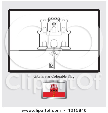 Clipart of a Coloring Page and Sample for a Gibraltar Flag - Royalty Free Vector Illustration by Lal Perera