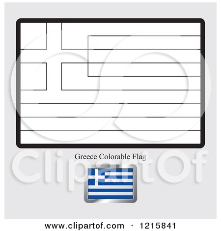 Clipart of a Coloring Page and Sample for a Greece Flag - Royalty Free Vector Illustration by Lal Perera