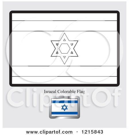 Clipart of a Coloring Page and Sample for an Israel Flag - Royalty Free Vector Illustration by Lal Perera