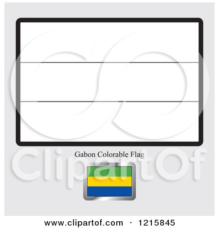 Clipart of a Coloring Page and Sample for a Gabon Flag - Royalty Free Vector Illustration by Lal Perera