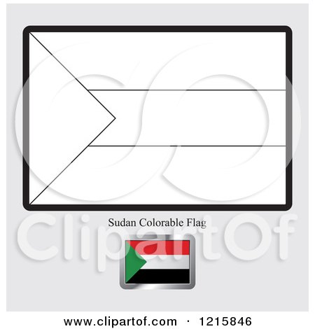 Clipart of a Coloring Page and Sample for a Sudan Flag - Royalty Free Vector Illustration by Lal Perera