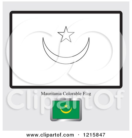 Clipart of a Coloring Page and Sample for a Mauritania Flag - Royalty Free Vector Illustration by Lal Perera
