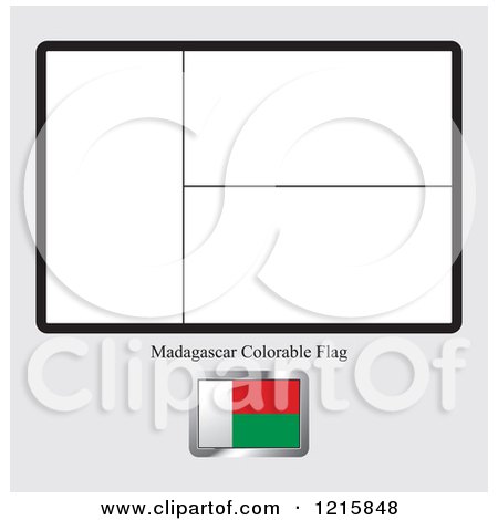 Clipart of a Coloring Page and Sample for a Madagascar Flag - Royalty Free Vector Illustration by Lal Perera